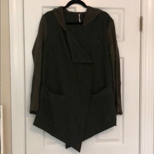 Free People Asymmetrical Olive Green Wool Jacket